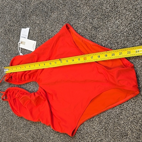 NWT Good American Women Bright Poppy One Swim Red Halter Swimsuit Sz 4/XL - Picture 2 of 10